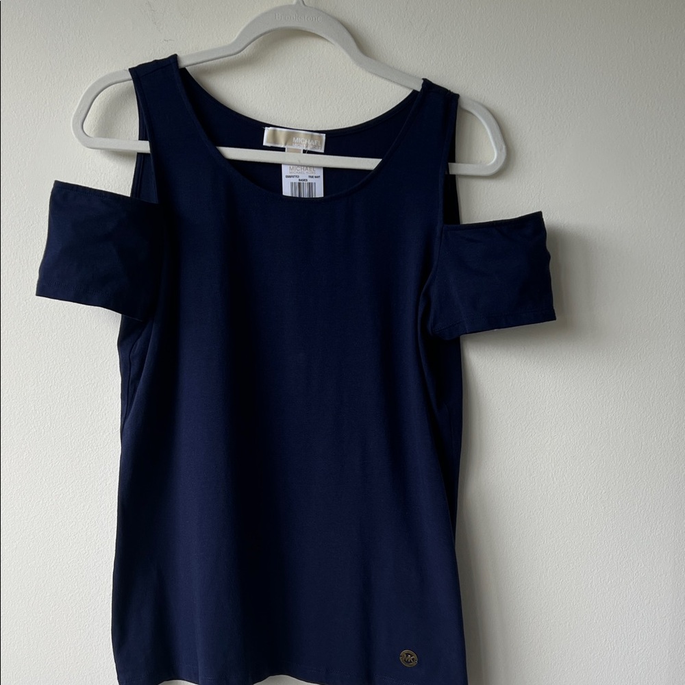 Michael Kors Navy Cold Shoulder Blouse